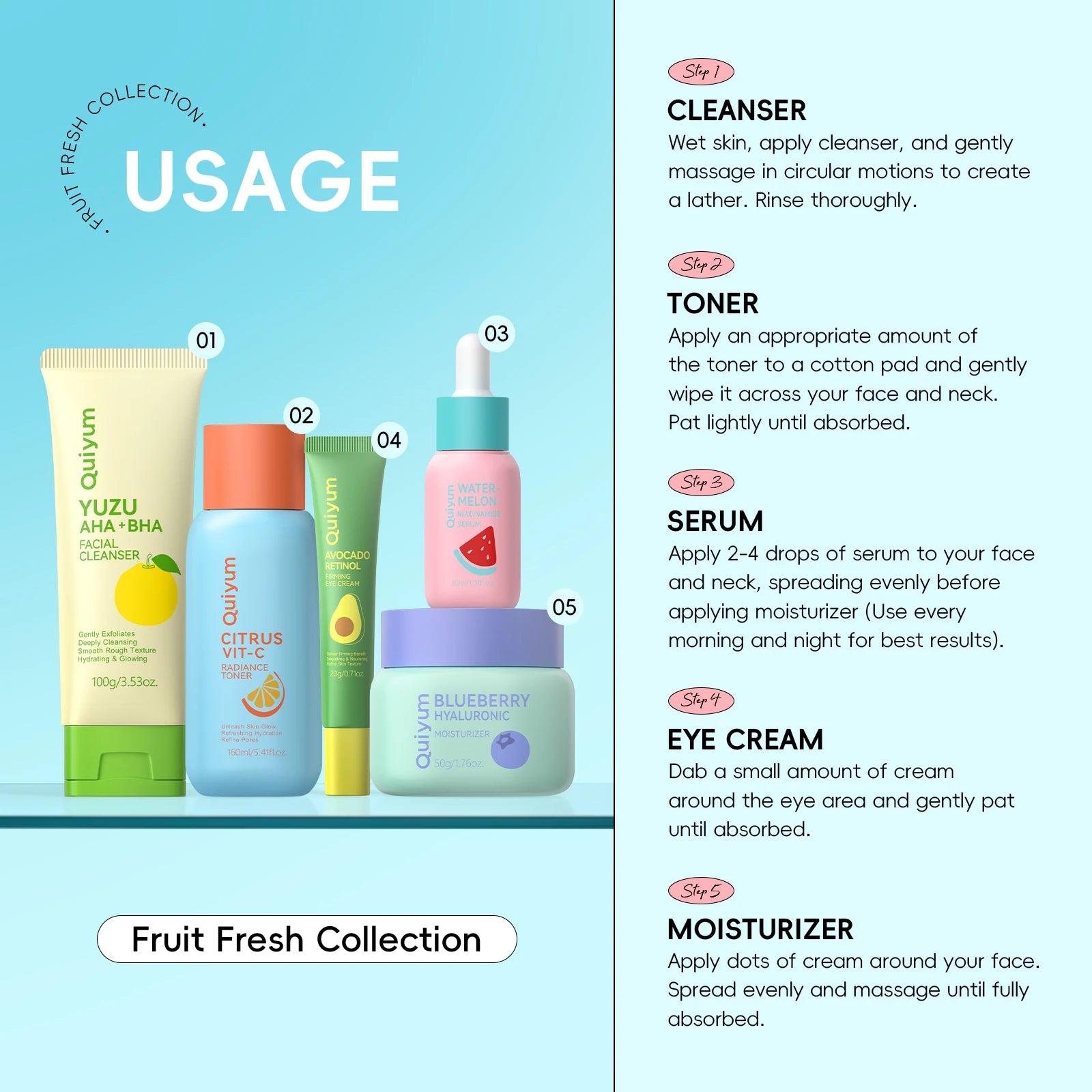 QUIYUM Fruit Fresh Collection 5-Piece Skincare