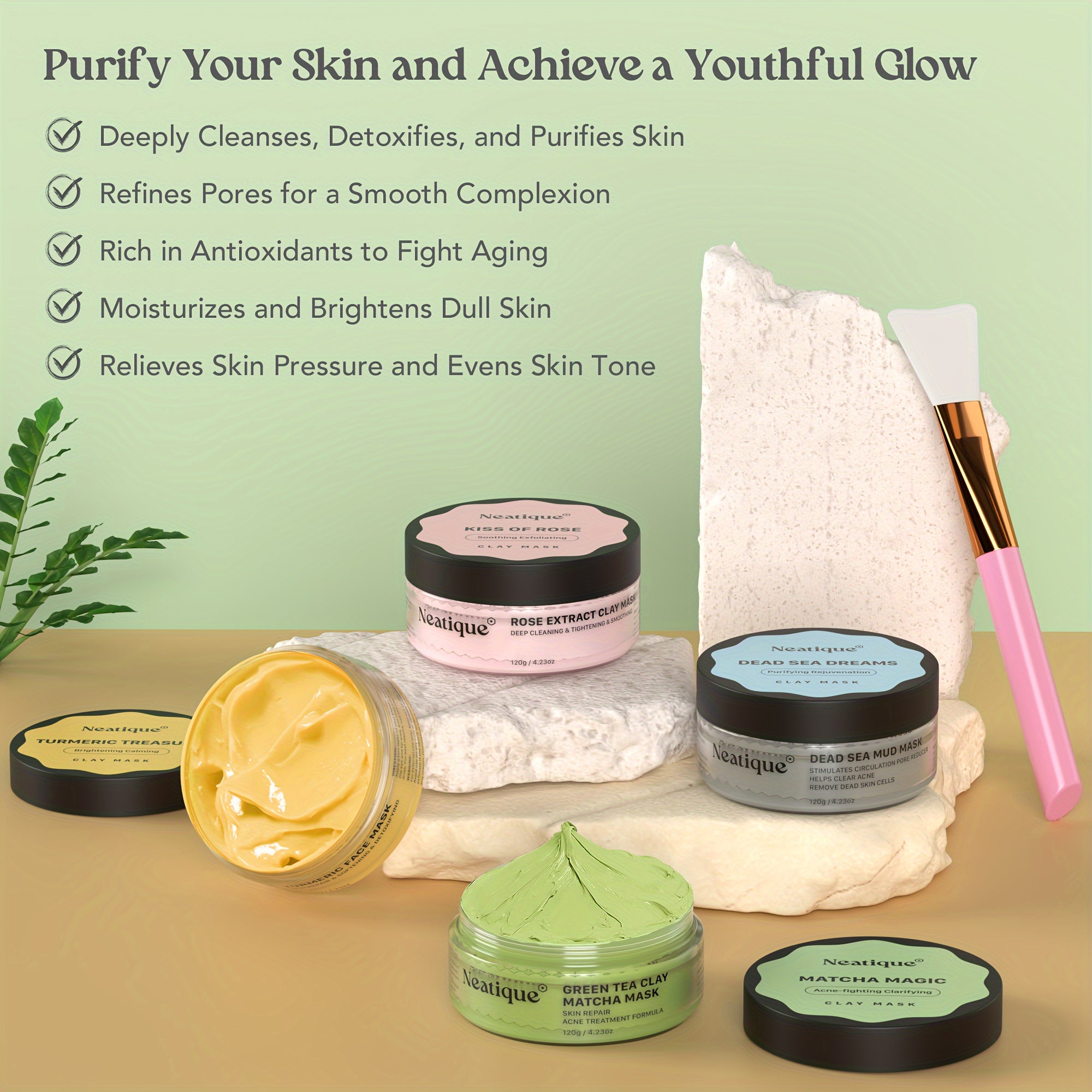Neatique Face Masks Skincare Set, 480g (120gx4)