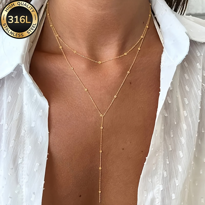 Women's Y-Neck Chain High-Quality Stainless Steel Hypoallergenic Y-Shaped Women's