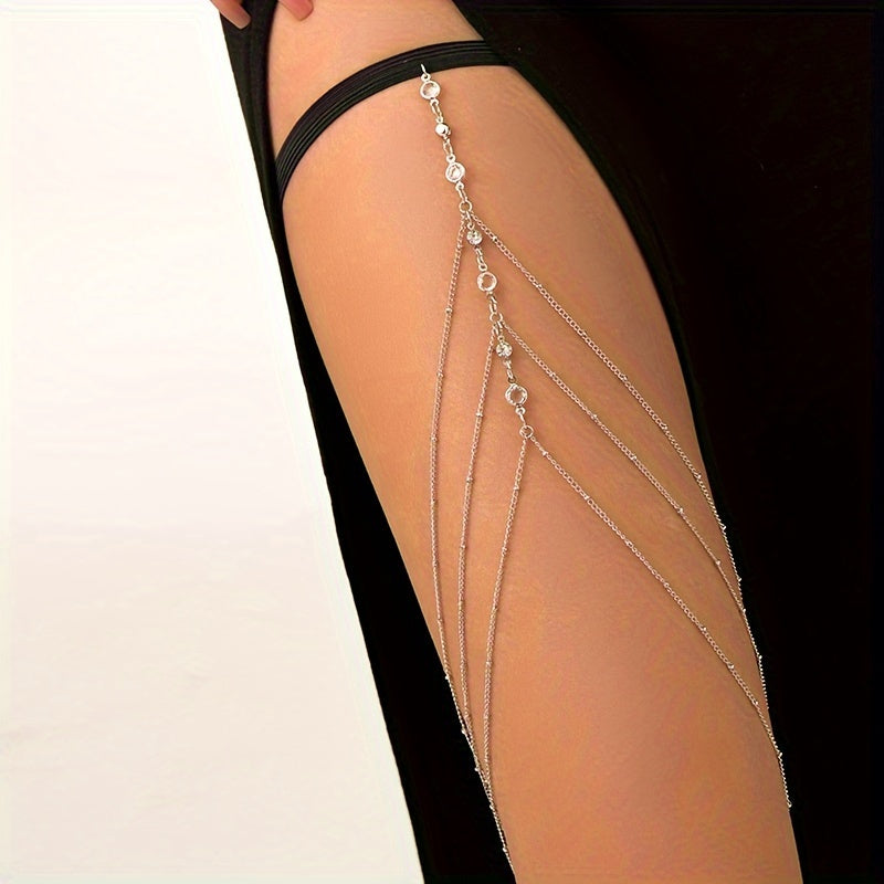 A Trendy And Sexy Summer Accessory From Europe And America, This Three-layer Tassel Rhinestone Leg Chain, Perfect for Any Outfit.