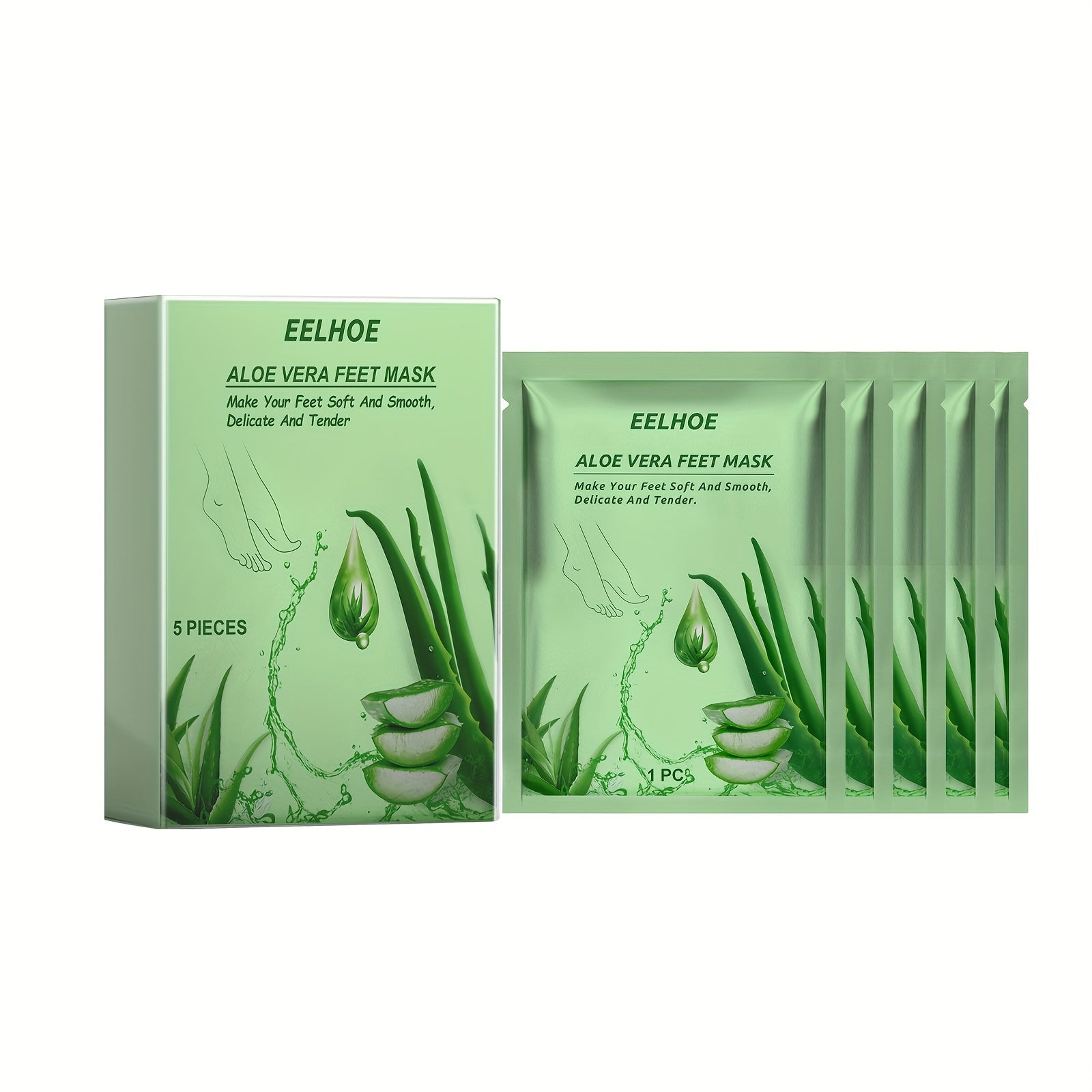 5pcs Hydrating & Moisturizing Exfoliating Foot Mask with Aloe Vera for Soft, Smooth Light Beige