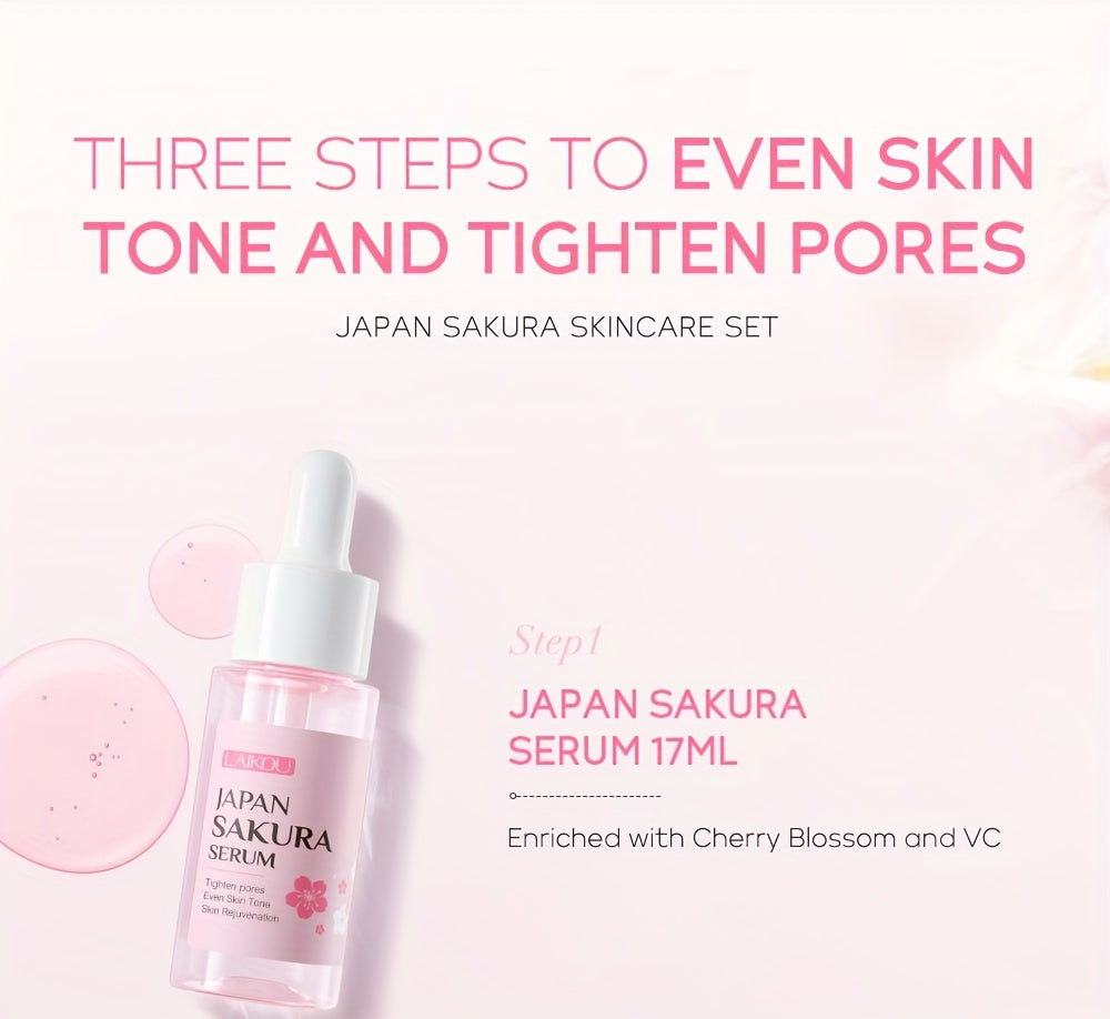 3pcs Set LAIKOU Japanese Cherry Blossom Skin Care