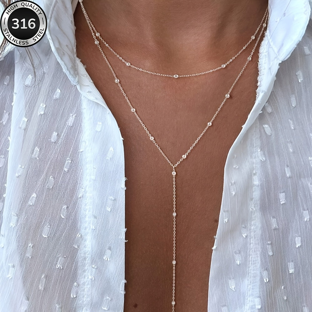 Women's Y-Neck Chain High-Quality Stainless Steel Hypoallergenic Y-Shaped Women's