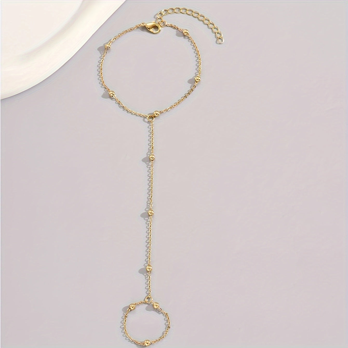 1pc Elegant Golden-Tone Chain & Pressed Pattern Bracelet for Women
