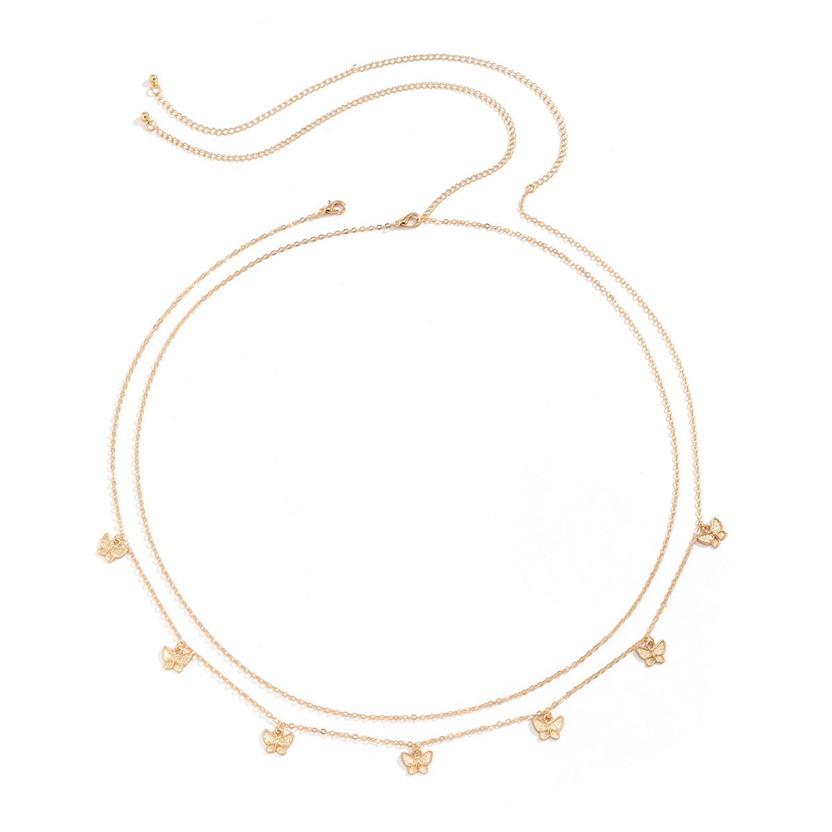 2 Pieces Of Women's Butterfly Tassel Thin Chain Waist Chain