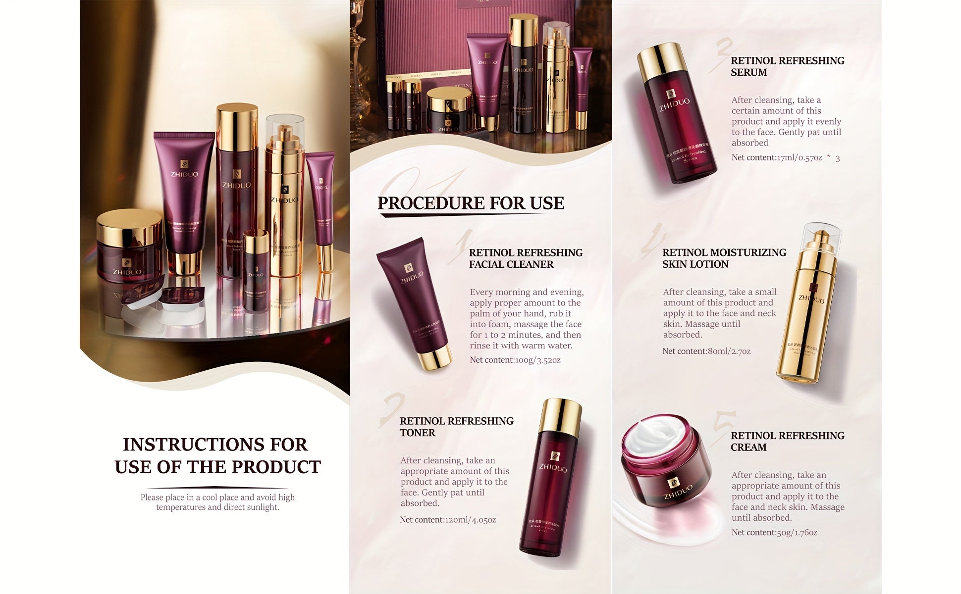 Anti-aging skincare set with 9pcs