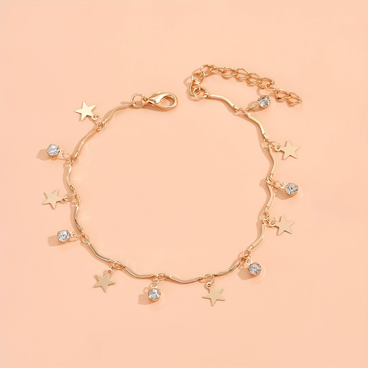 2pcs Imitation Pearl Star Pendant Anklet