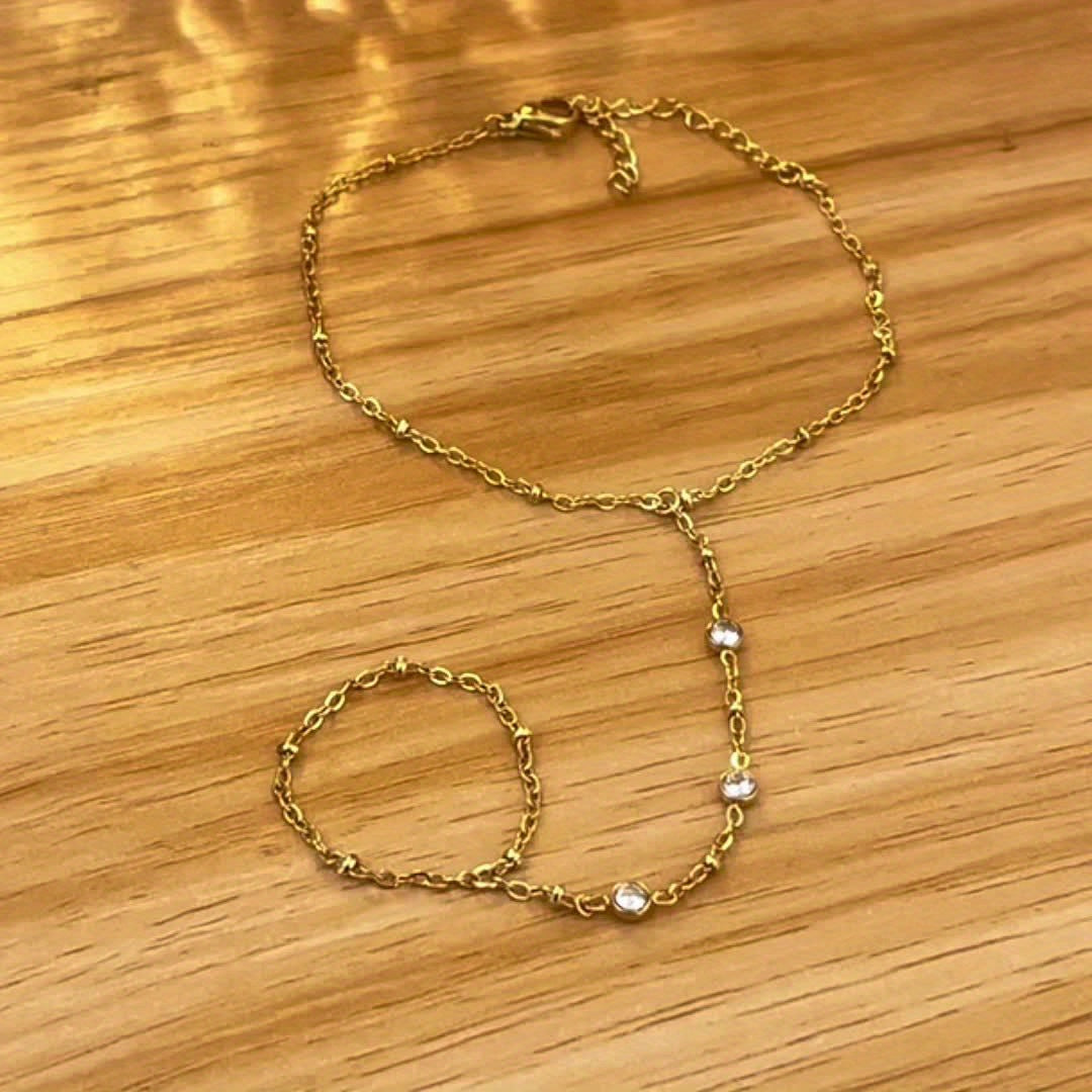 1pc Elegant Cubic Hand Chain Bracelet for Women