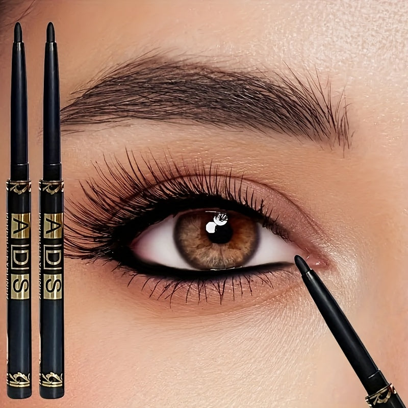 2pcs Waterproof & Sweatproof Black Eyeliner Pencils - Long-Lasting