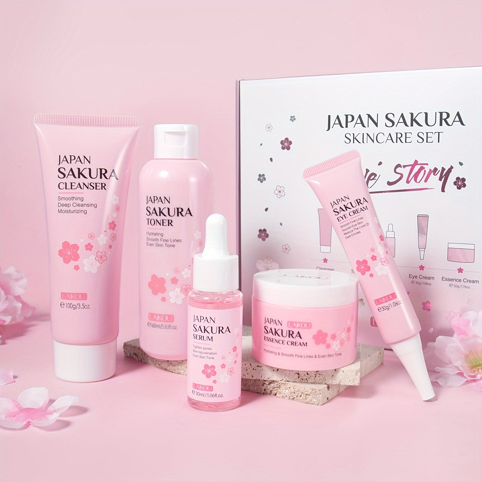 5-Piece LAIKOU Sakura Radiance Skincare Set