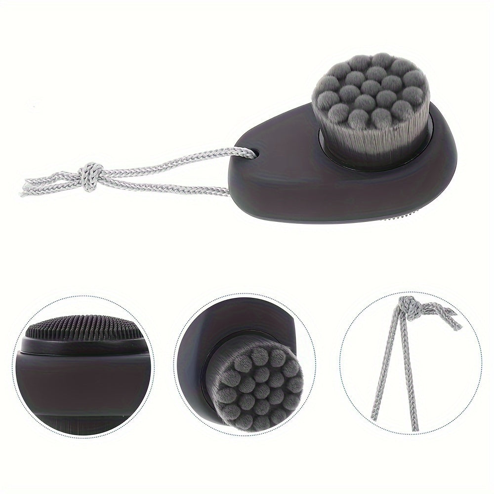 2-in-1 Dual-Sided Silicone Facial Cleansing Brush with Exfoliating Bristles