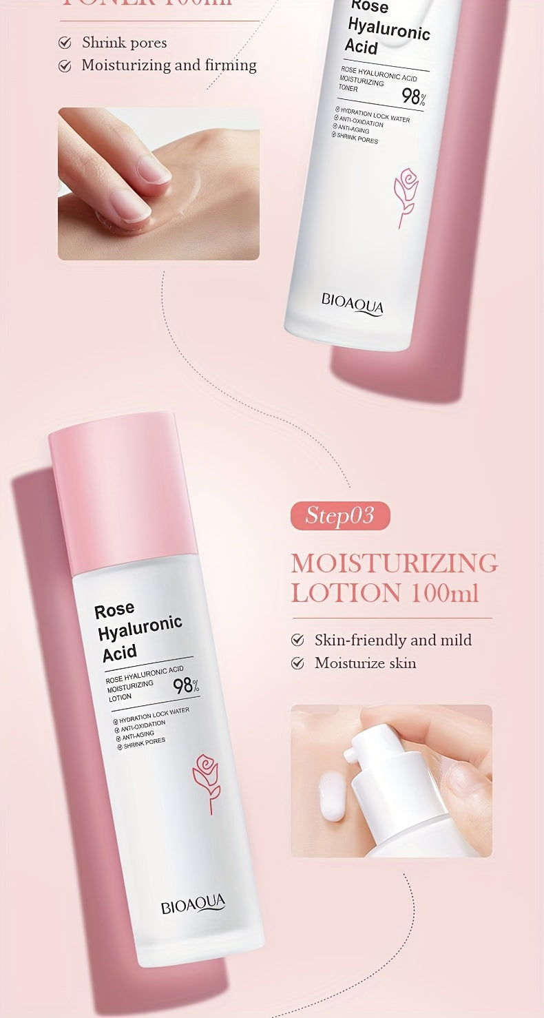 BIOAQUA Rose Hyaluronic Acid Skincare Gift Set for Women