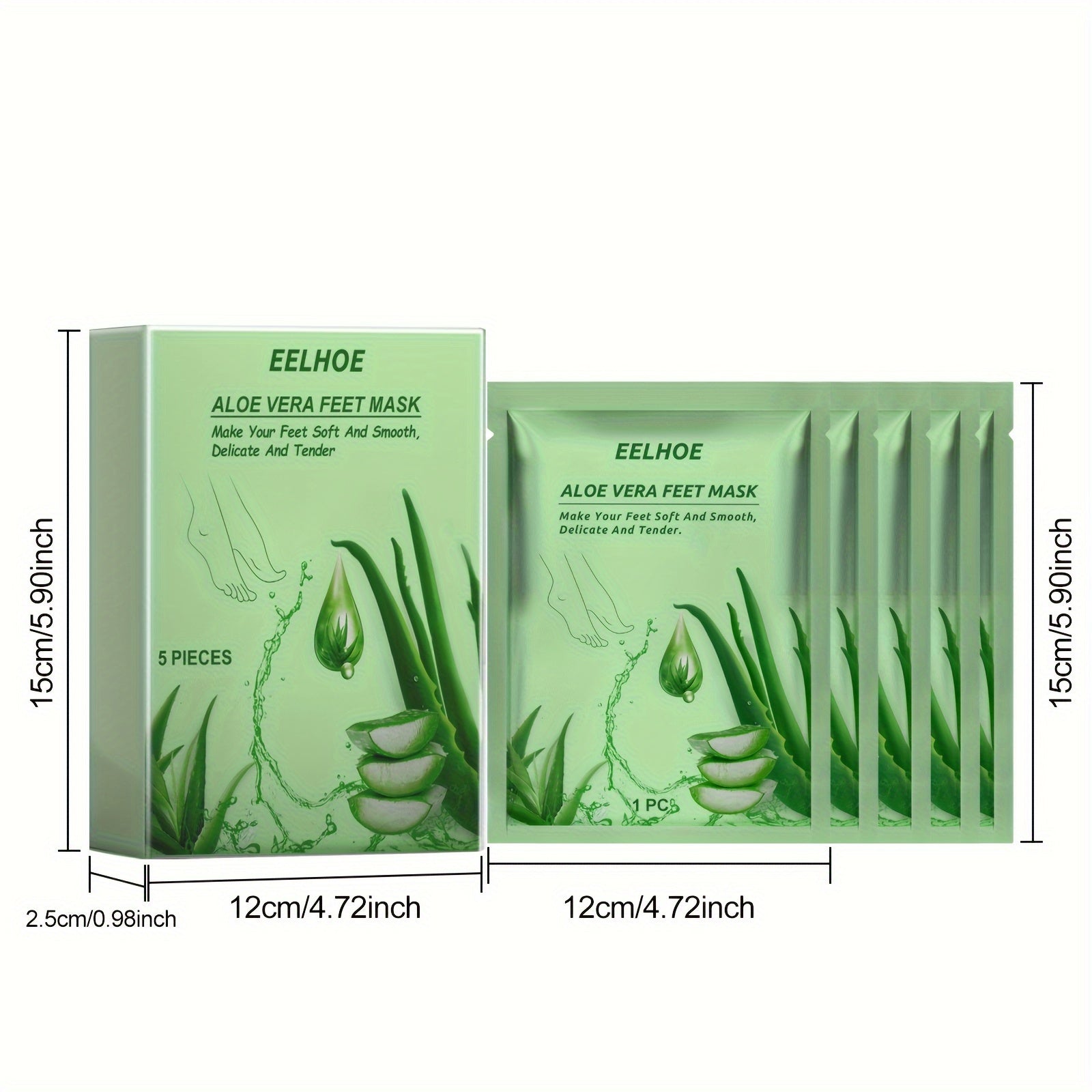 5pcs Hydrating & Moisturizing Exfoliating Foot Mask with Aloe Vera for Soft, Smooth Light Beige