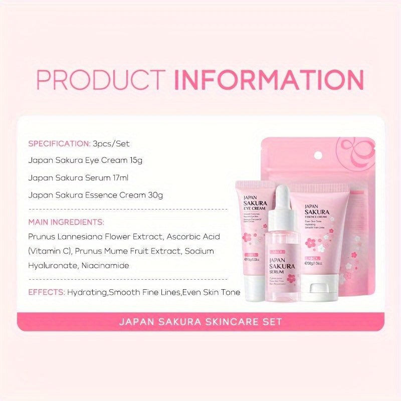 3pcs Set LAIKOU Japanese Cherry Blossom Skin Care