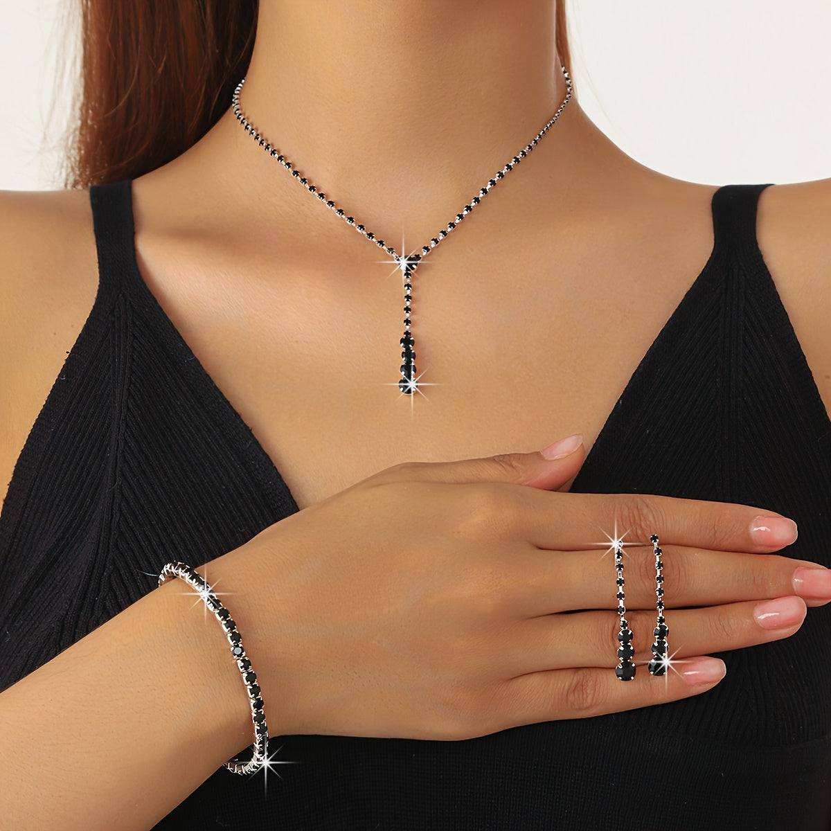 1 Pair Of Earrings + 1 Necklace + 1 Bracelet Elegant Jewelry