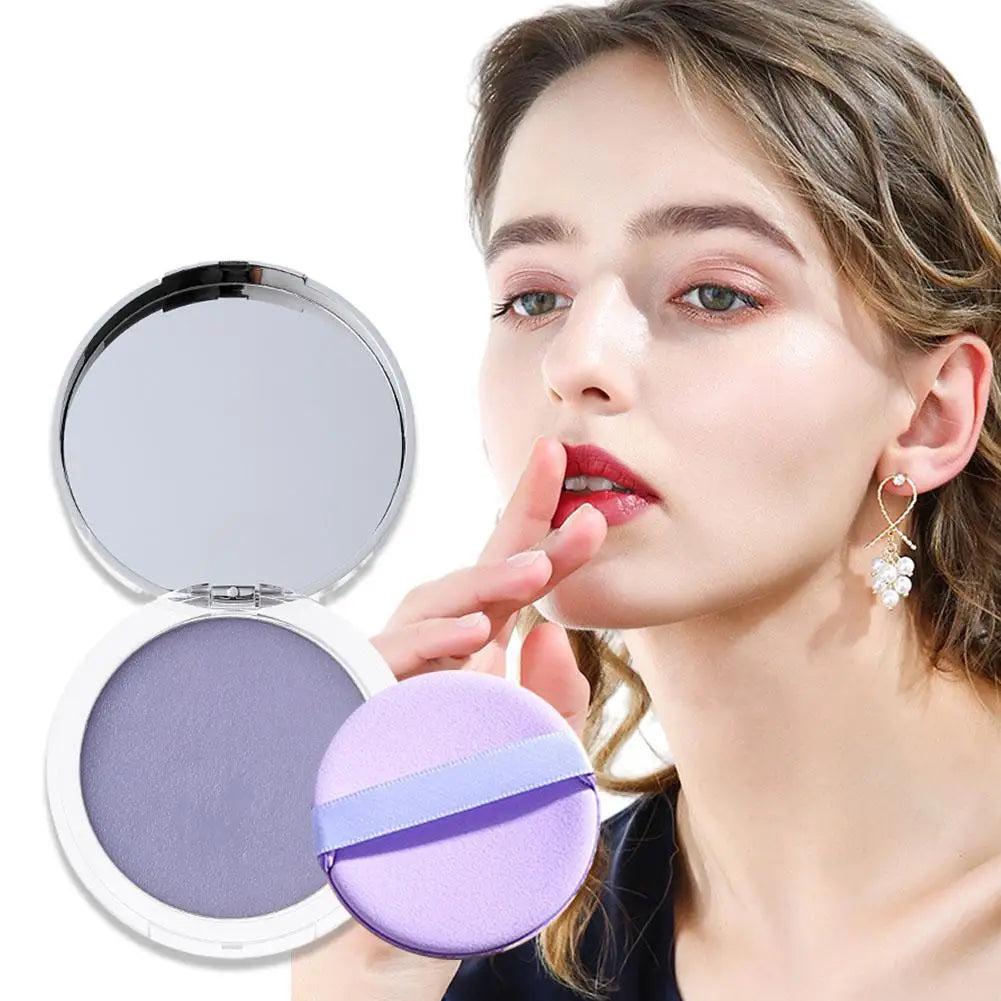 Lavender Pressed Powder Matte Powder Lasting Oil Control Full Coverage Face Compact Setting Powder Makeup Foundation Cosmetics - bodyrelief.uk