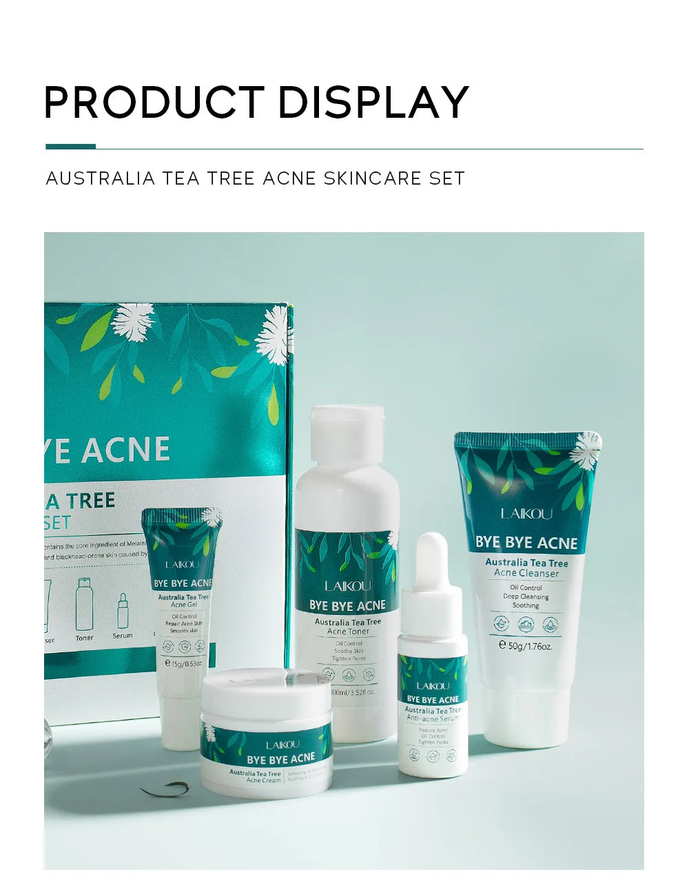 LAIKOU Australia Tea Tree Acne Skincare Five-Piece Set - bodyrelief.uk