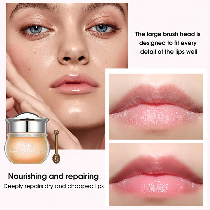 CACE Cherry Blossom Honey Lip Balm — Deeply Hydrating and Plumping, Water-Rich Glossy Finish, Non-Sticky, - bodyrelief.uk