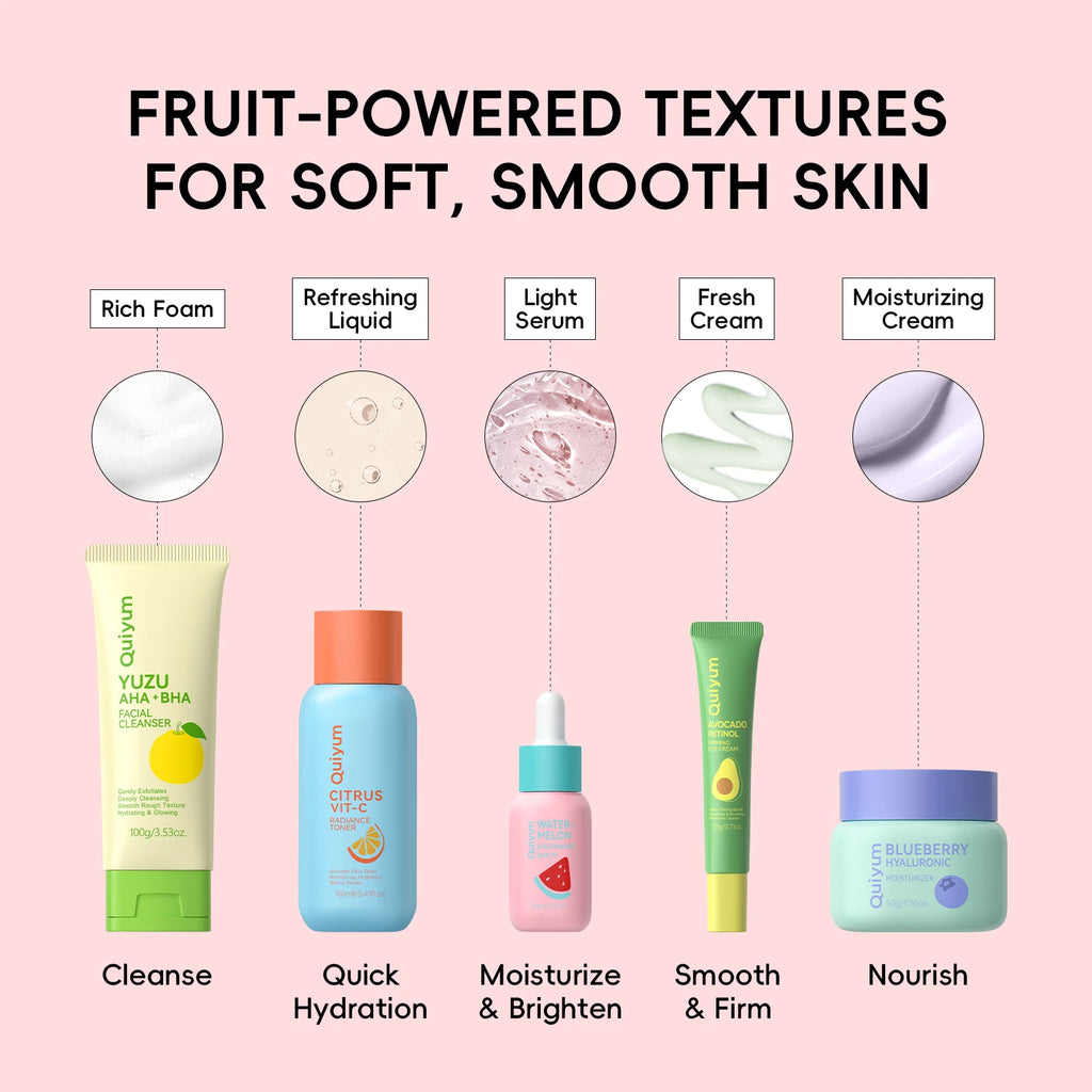 QUIYUM Fruit Fresh Collection 5-Piece Skincare - bodyrelief.uk