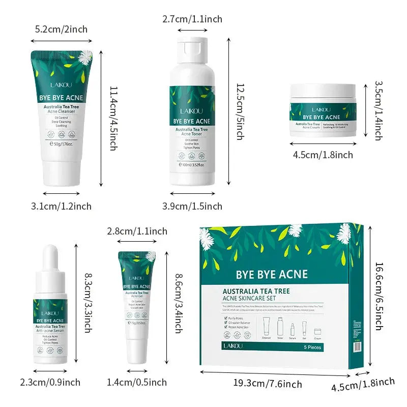 LAIKOU Australia Tea Tree Acne Skincare Five-Piece Set - bodyrelief.uk