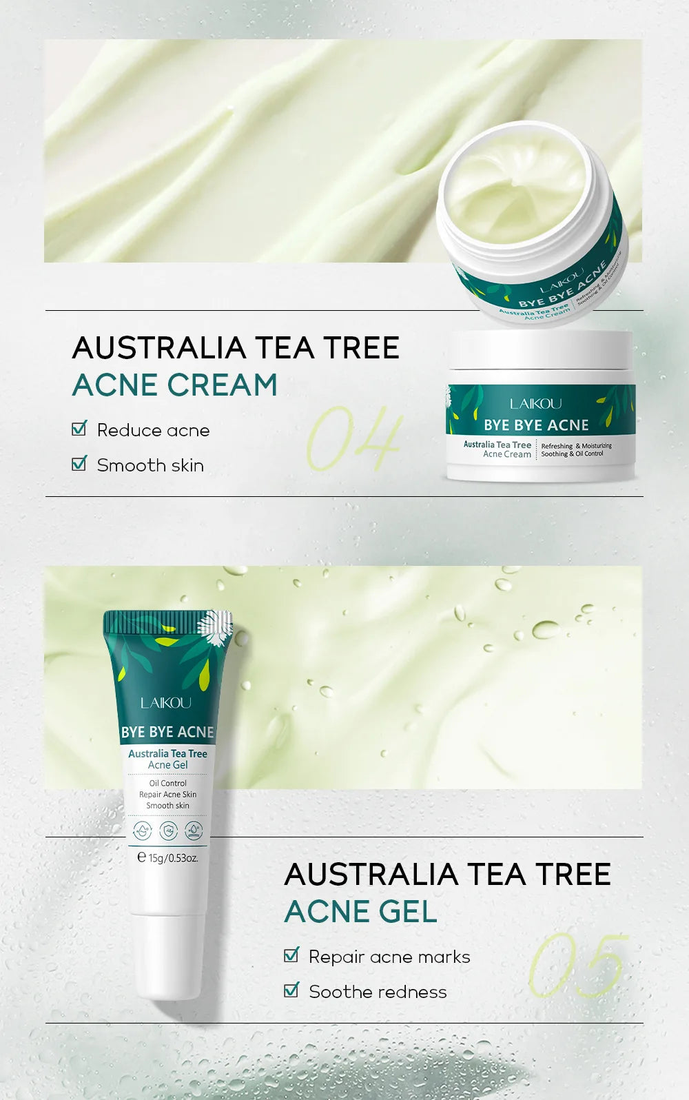 LAIKOU Australia Tea Tree Acne Skincare Five-Piece Set - bodyrelief.uk