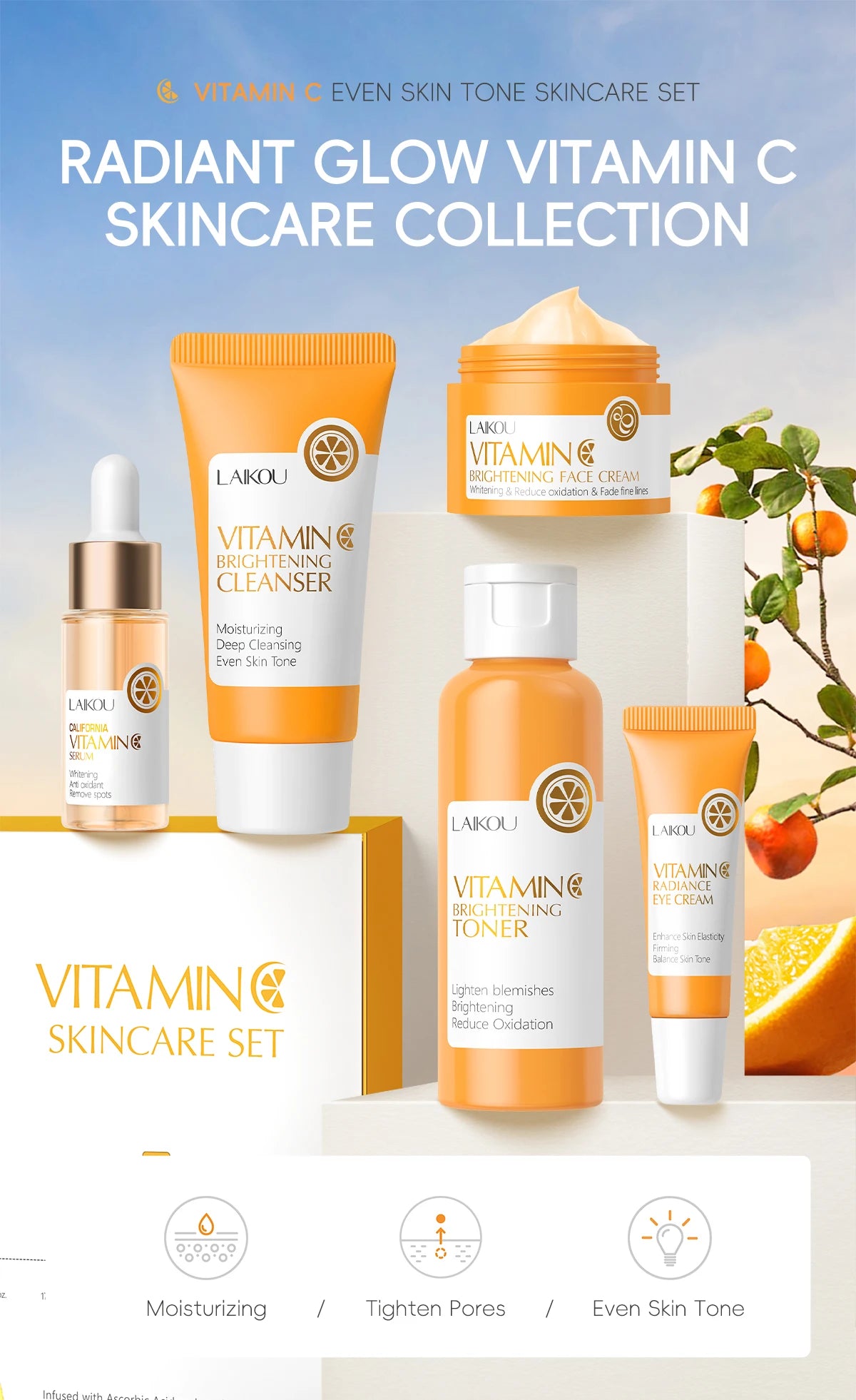 LAIKOU VITAMIN C Skincare Set Brightening 5Pcs