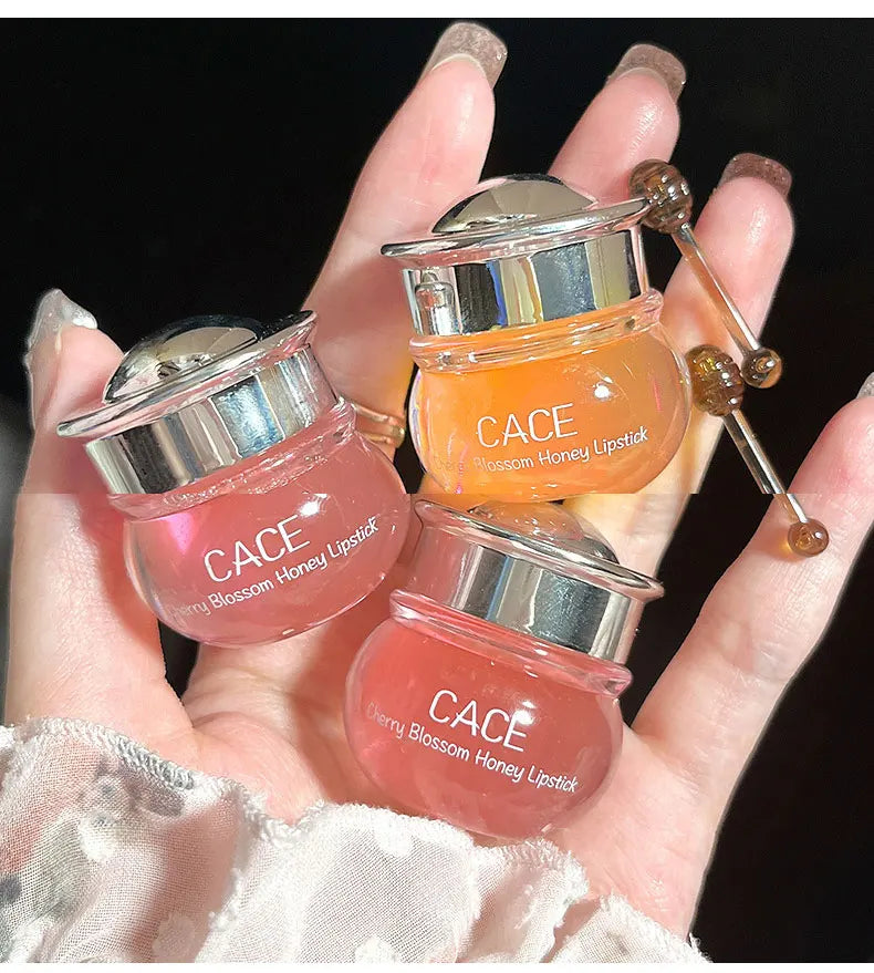 CACE Cherry Blossom Honey Lip Balm — Deeply Hydrating and Plumping, Water-Rich Glossy Finish, Non-Sticky, - bodyrelief.uk