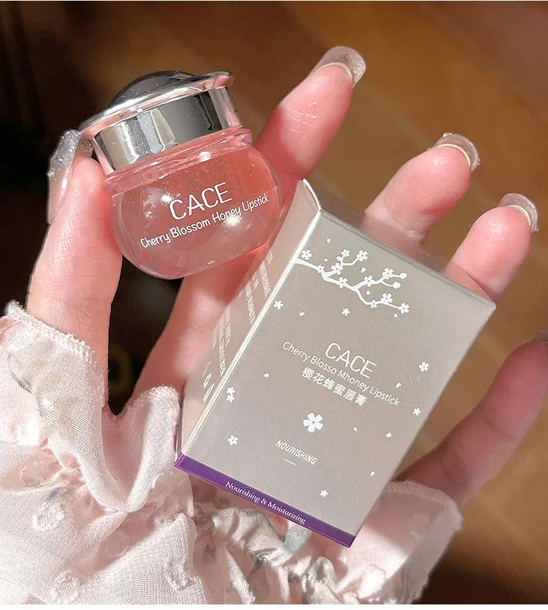 CACE Cherry Blossom Honey Lip Balm — Deeply Hydrating and Plumping, Water-Rich Glossy Finish, Non-Sticky, - bodyrelief.uk