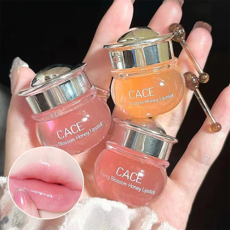 CACE Cherry Blossom Honey Lip Balm — Deeply Hydrating and Plumping, Water-Rich Glossy Finish, Non-Sticky, - bodyrelief.uk