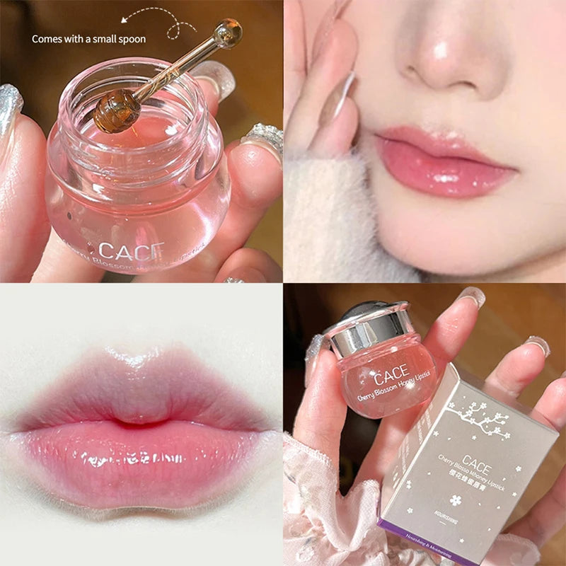 CACE Cherry Blossom Honey Lip Balm — Deeply Hydrating and Plumping, Water-Rich Glossy Finish, Non-Sticky, - bodyrelief.uk
