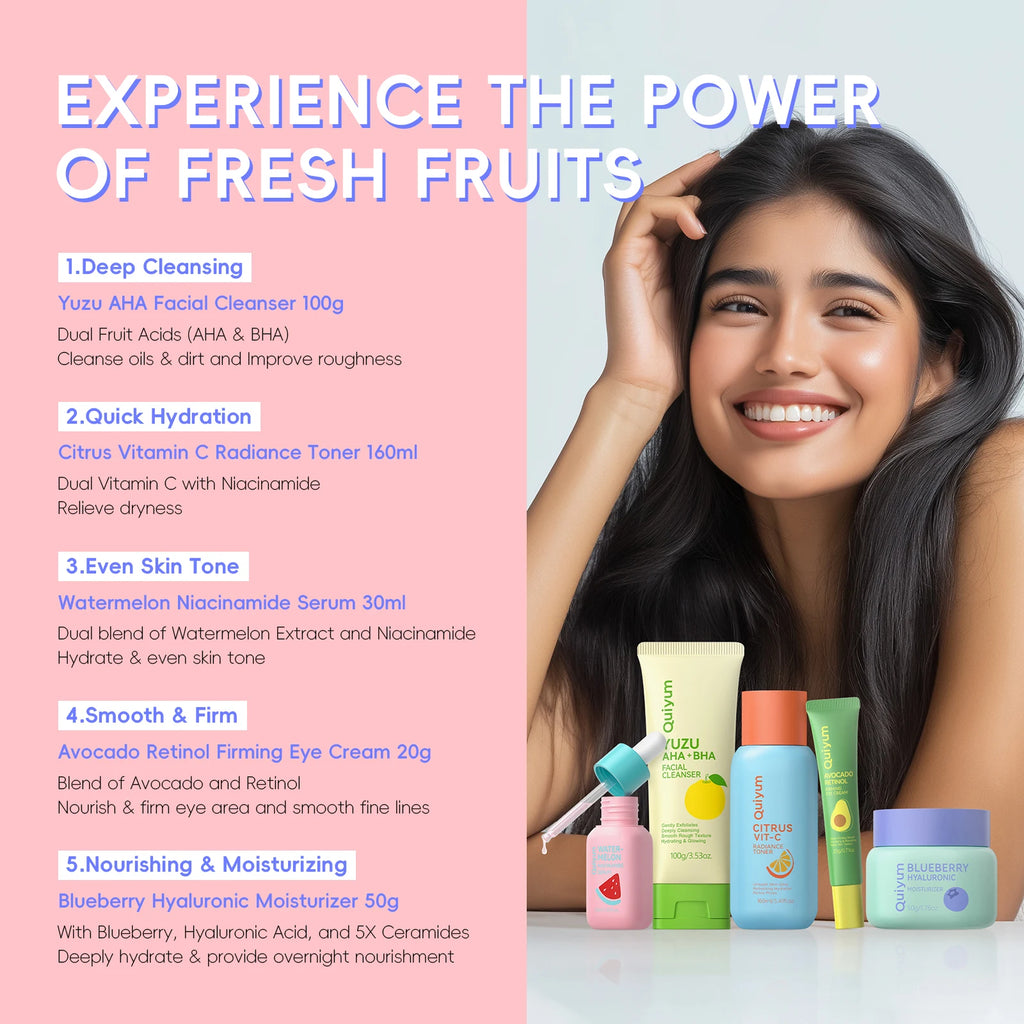 QUIYUM Fruit Fresh Collection 5-Piece Skincare - bodyrelief.uk