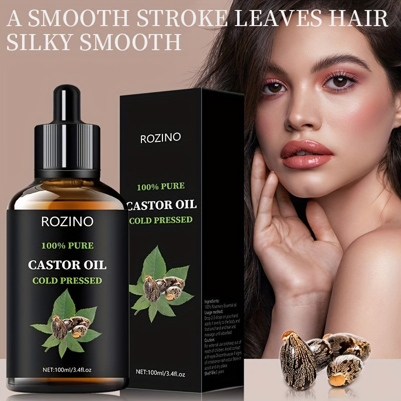 ROZINO Unrefined Castor Oil, Cold Pressed for Hair