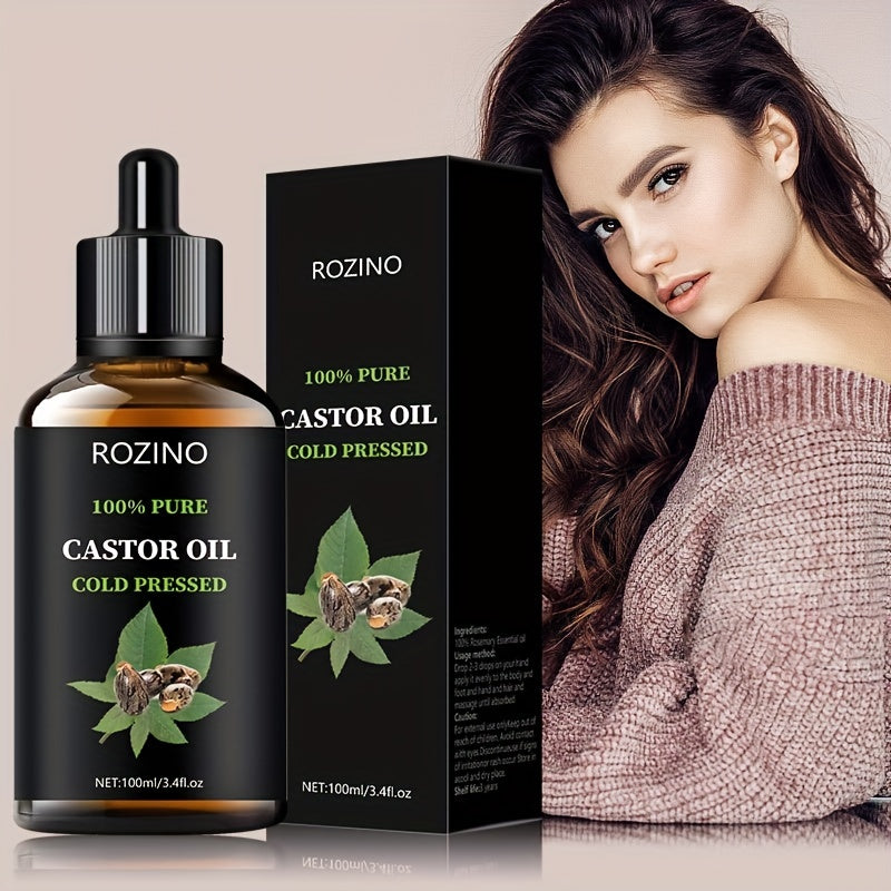 ROZINO Unrefined Castor Oil, Cold Pressed for Hair