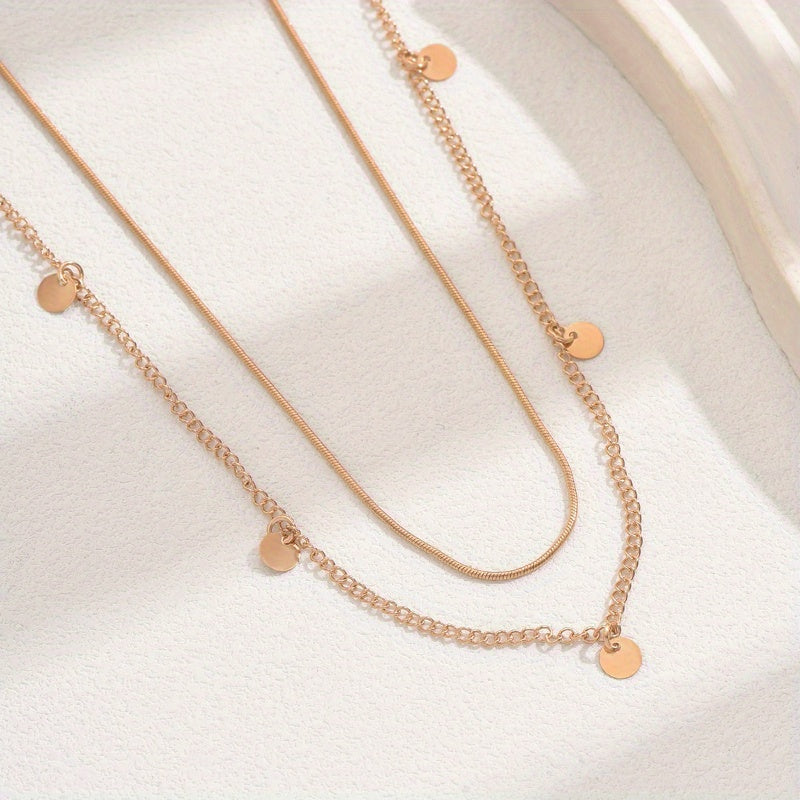 2pcs Summer Vacation Women'S Minimalist Metal Pendant Necklace
