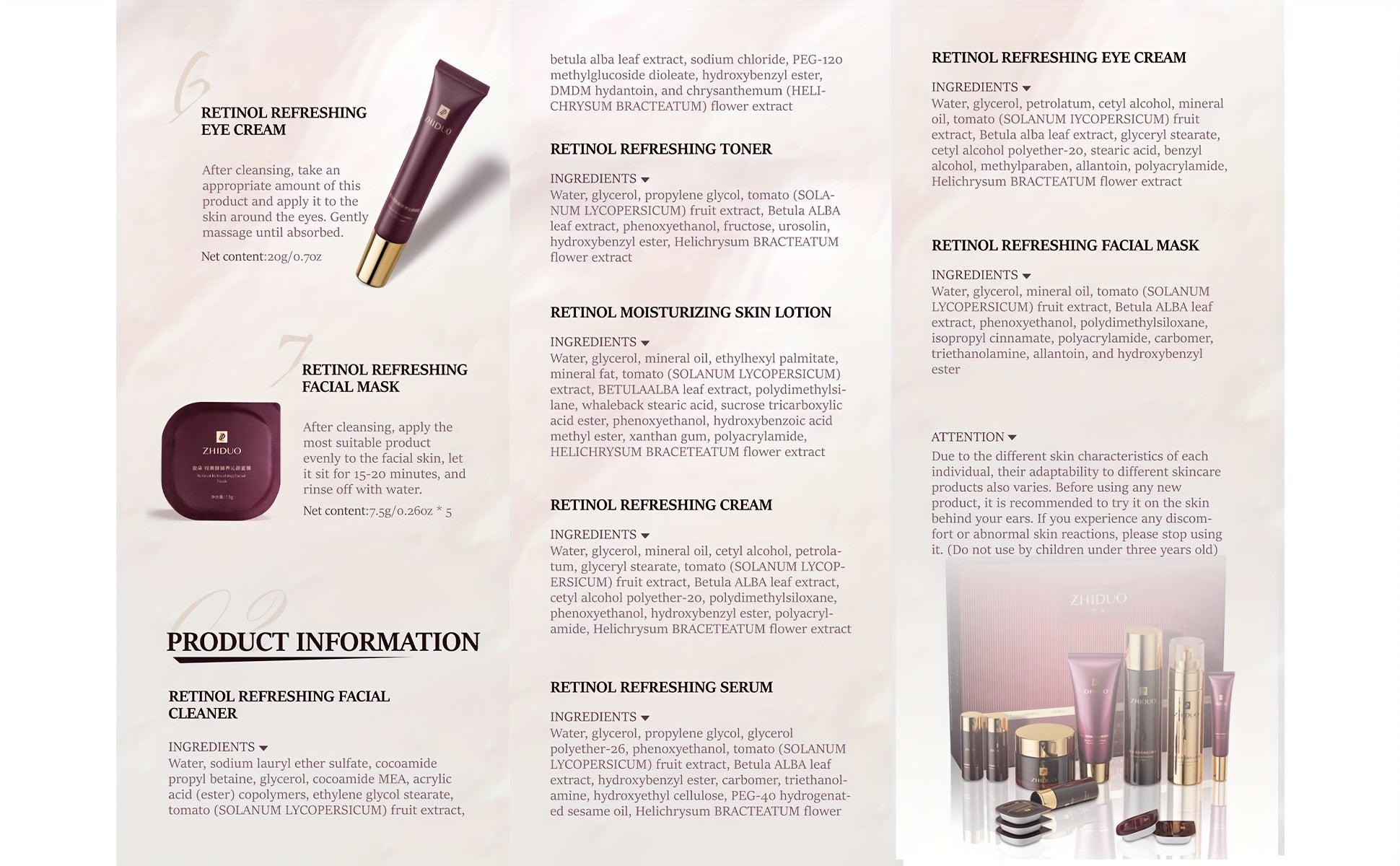 Anti-aging skincare set with 9pcs