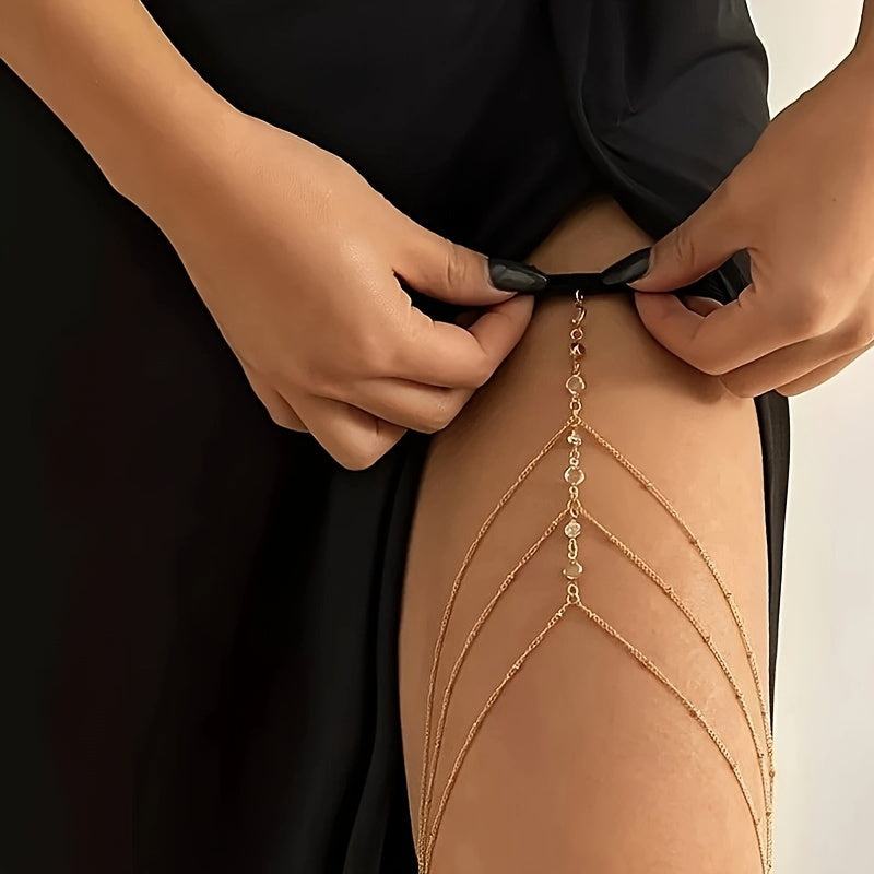 A Trendy And Sexy Summer Accessory From Europe And America, This Three-layer Tassel Rhinestone Leg Chain, Perfect for Any Outfit.