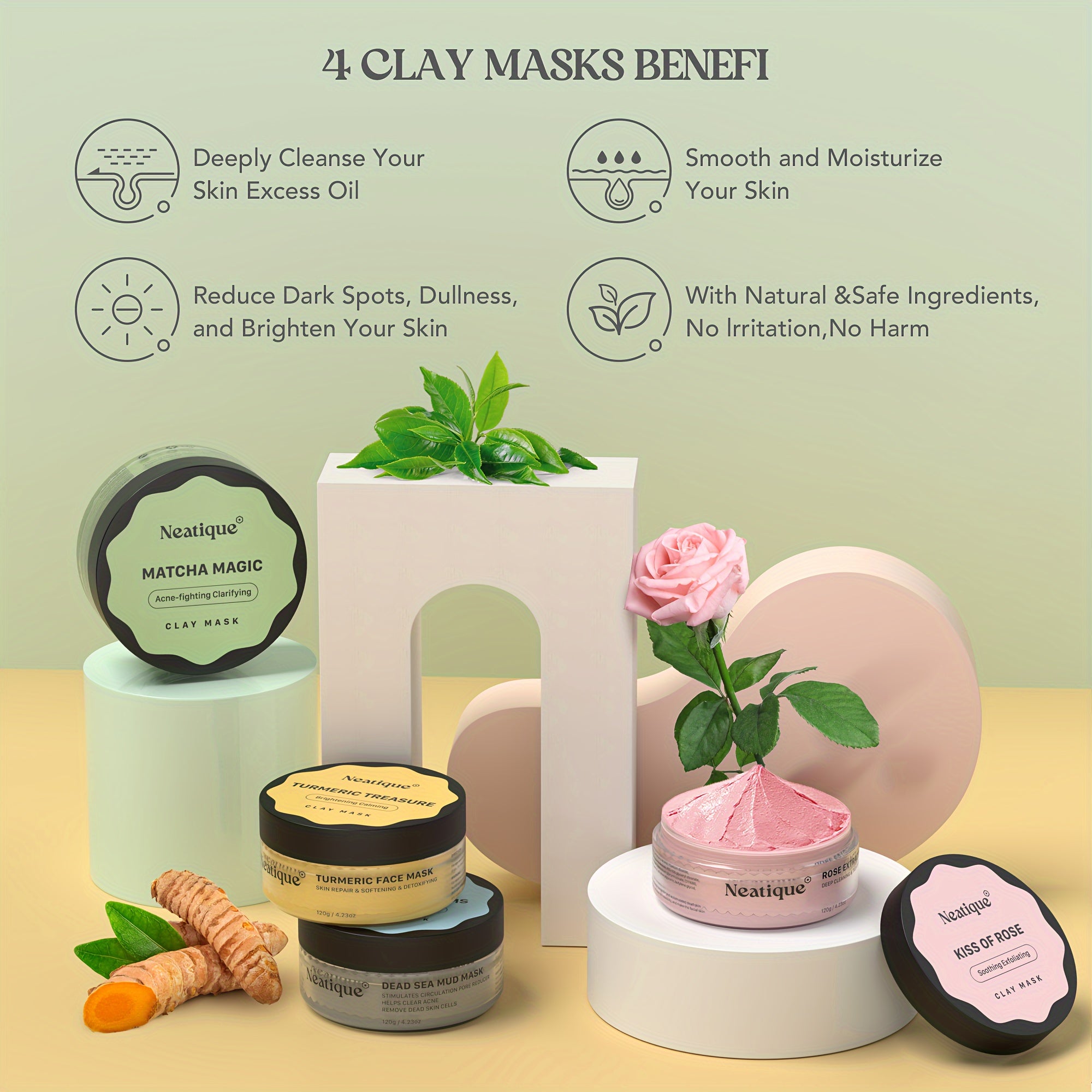 Neatique Face Masks Skincare Set, 480g (120gx4)