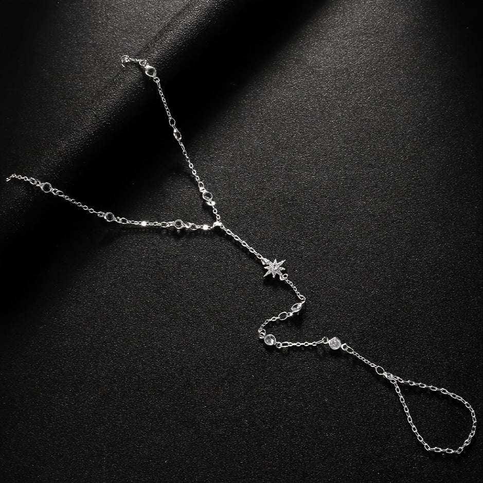 1pc Elegant Golden-Tone Chain & Pressed Pattern Bracelet for Women