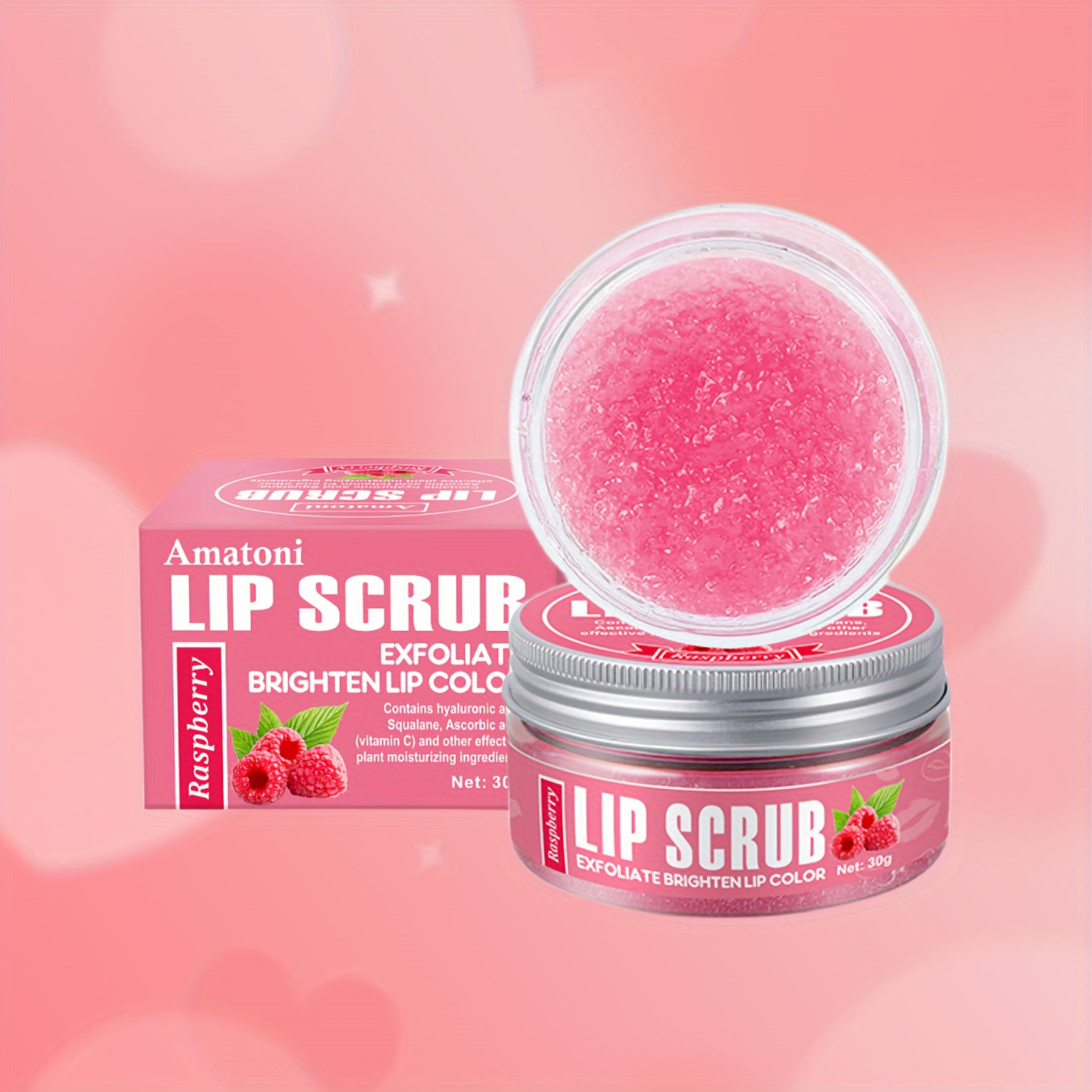 Raspberry Scent Lip Scrub 30g/1.06oz, Exfoliating & Moisturizing Lip Care