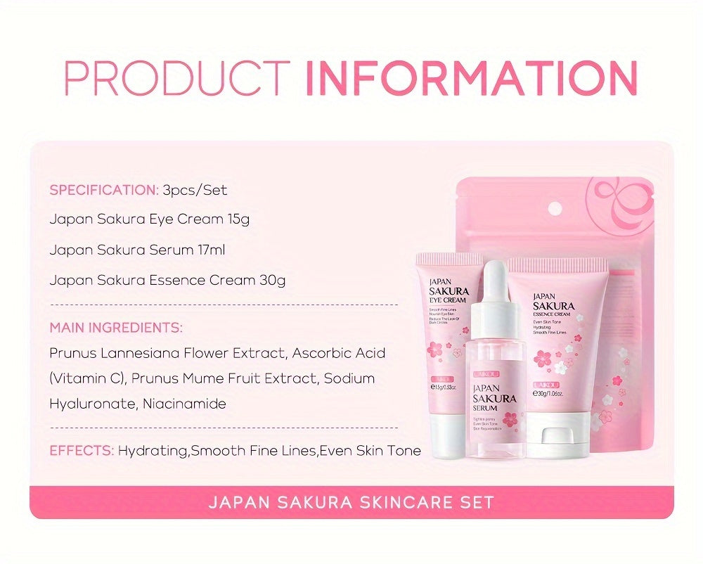 3pcs Set LAIKOU Japanese Cherry Blossom Skin Care