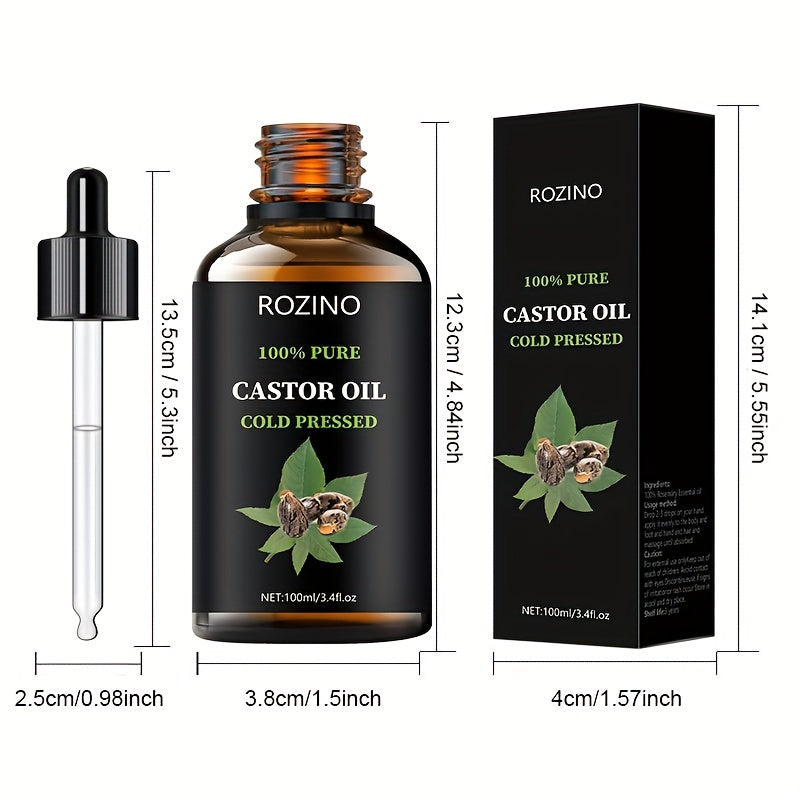 ROZINO Unrefined Castor Oil, Cold Pressed for Hair
