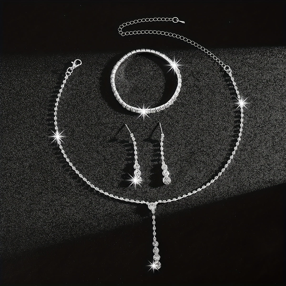 1 Pair Of Earrings + 1 Necklace + 1 Bracelet Elegant Jewelry