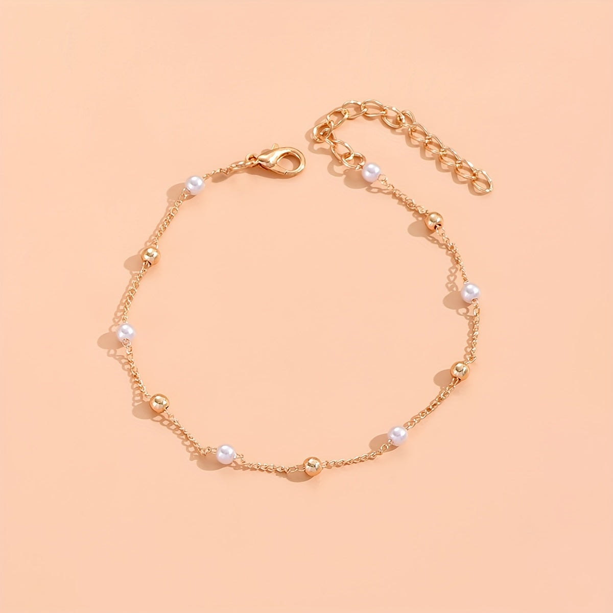 2pcs Imitation Pearl Star Pendant Anklet