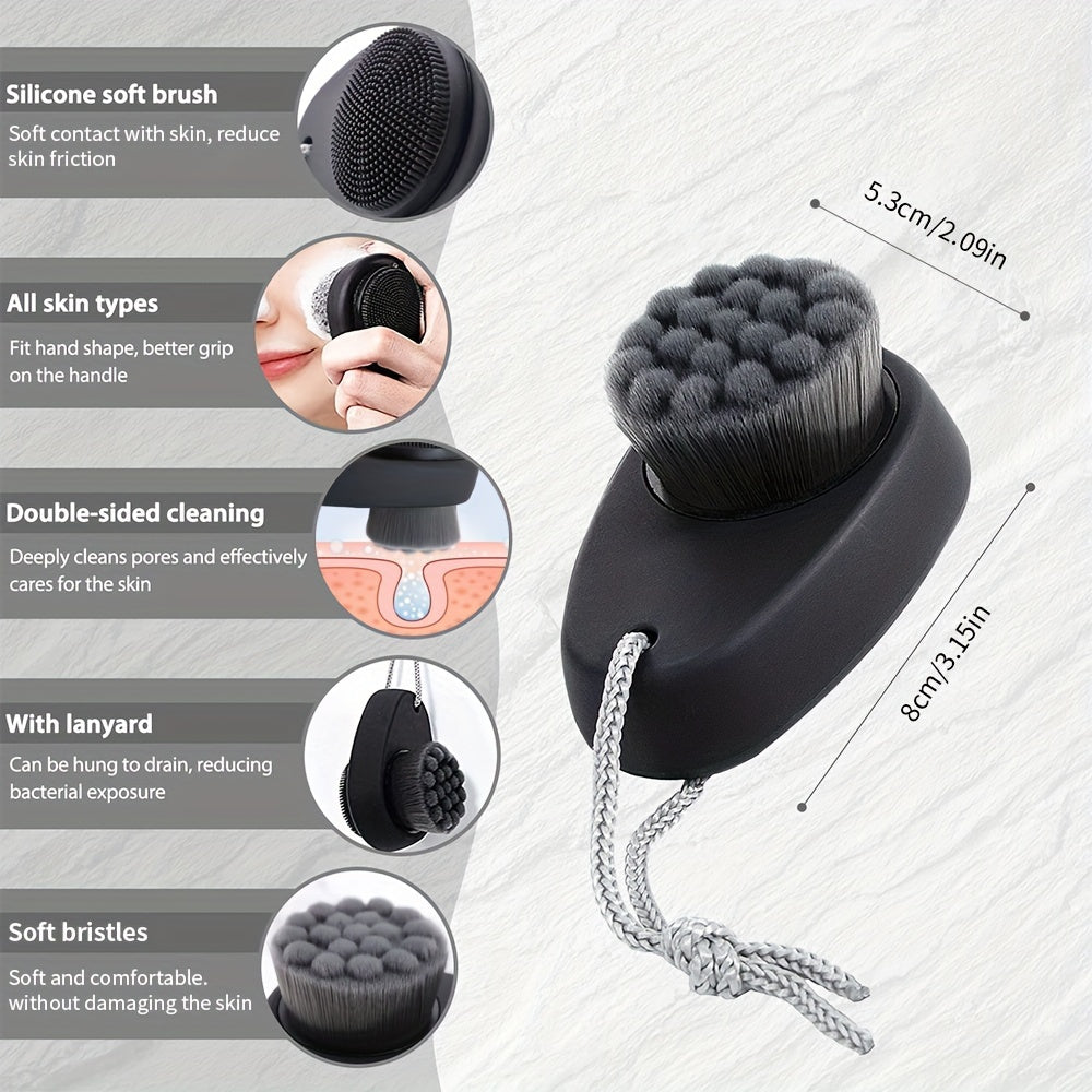 2-in-1 Dual-Sided Silicone Facial Cleansing Brush with Exfoliating Bristles