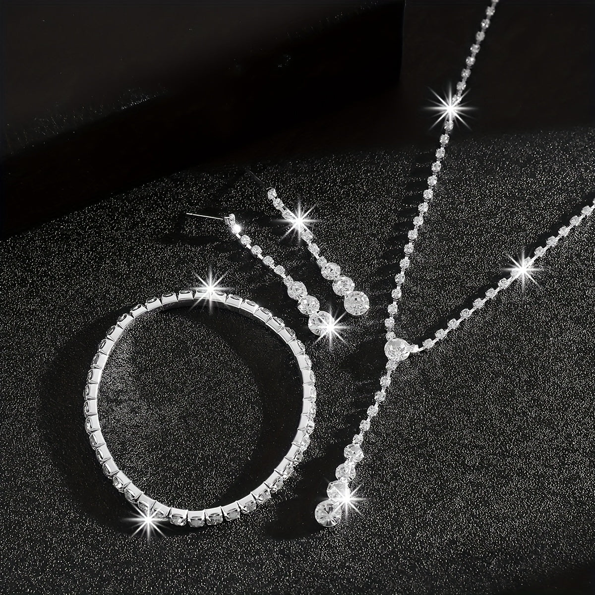 1 Pair Of Earrings + 1 Necklace + 1 Bracelet Elegant Jewelry