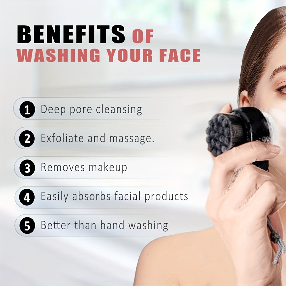 2-in-1 Dual-Sided Silicone Facial Cleansing Brush with Exfoliating Bristles