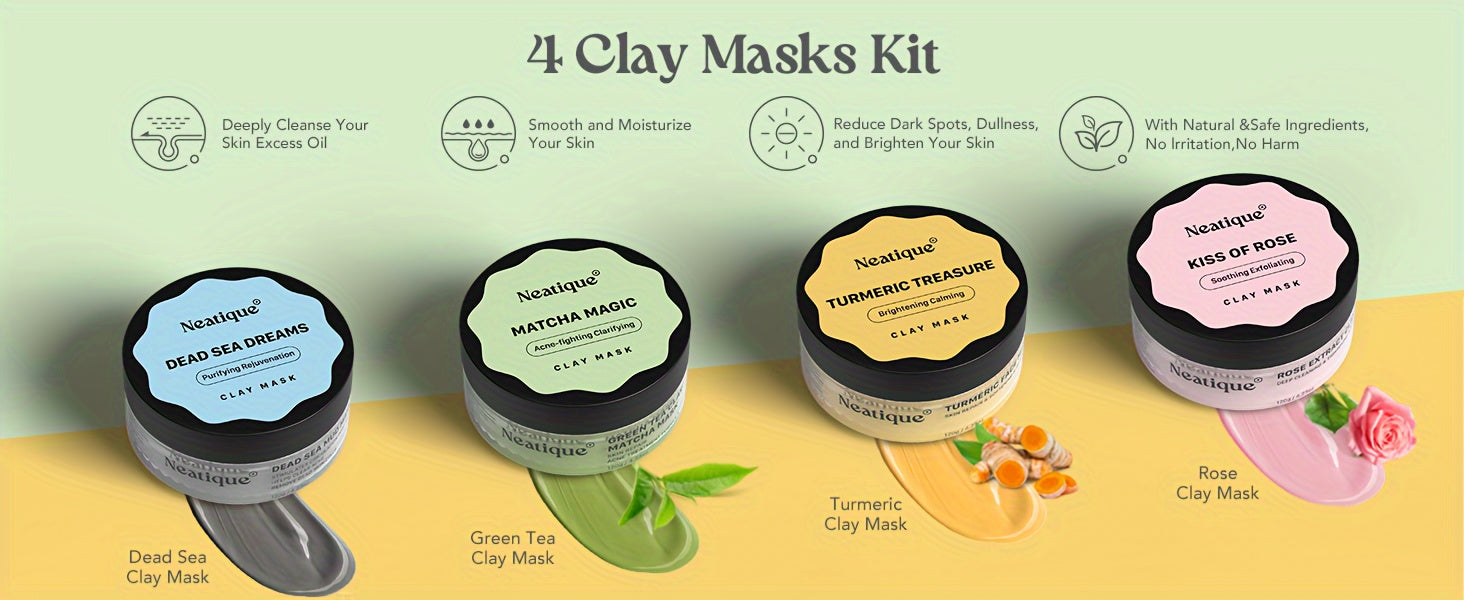 Neatique Face Masks Skincare Set, 480g (120gx4)